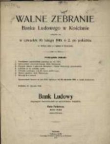 Sprawozdanie Banku Ludowego-Volksbank Eingetragene Genossenschaft mit Unbeschränkter Haftpflicht w Kościanie z Czynności w Roku 1915