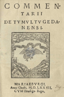 Commentarii de tumultu Gedanensi