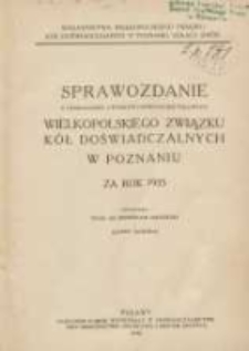 Sprawozdanie z działalności i wyników doświadczeń polowych Wielkopolskiego Związku Kół Doświadczalnych w Poznaniu za rok 1935