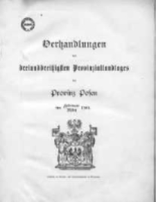 Verhandlungen des dreiunddreissigsten Provinzial-Landtages der Provinz Posen im Jahre 1901