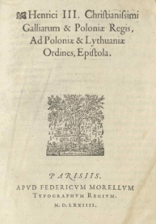 Ad Poloniae et Lythuaniae Ordines, Epistola