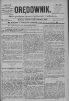 Orędownik: pismo poświęcone sprawom politycznym i spółecznym 1885.06.25 R.15 Nr142