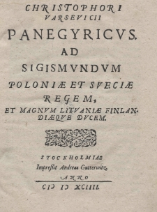 Panegyricus ad Sigismundum Poloniae et Sveciae regem