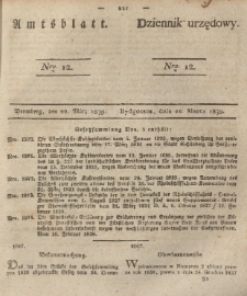 Amtsblatt der K&ouml;niglichen Preussischen Regierung zu Bromberg. 1839.03.22 No.12