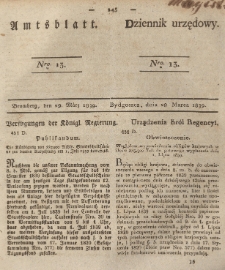 Amtsblatt der K&ouml;niglichen Preussischen Regierung zu Bromberg. 1839.03.29 No.13
