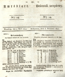 Amtsblatt der K&ouml;niglichen Preussischen Regierung zu Bromberg. 1839.04.05 No.14