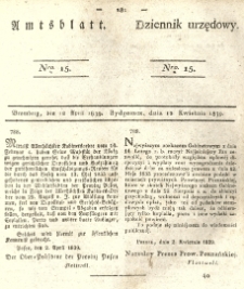 Amtsblatt der Königlichen Preussischen Regierung zu Bromberg. 1839.04.12 No.15