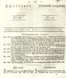 Amtsblatt der K&ouml;niglichen Preussischen Regierung zu Bromberg. 1839.04.19 No.16