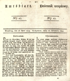 Amtsblatt der K&ouml;niglichen Preussischen Regierung zu Bromberg. 1839.04.26 No.17