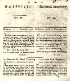 Amtsblatt der K&ouml;niglichen Preussischen Regierung zu Bromberg. 1839.09.27 No.39