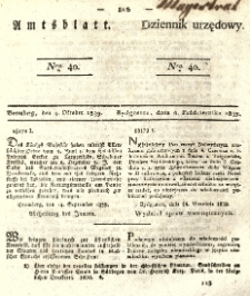 Amtsblatt der K&ouml;niglichen Preussischen Regierung zu Bromberg. 1839.10.04 No.40
