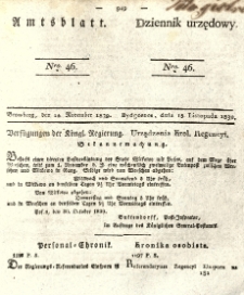 Amtsblatt der K&ouml;niglichen Preussischen Regierung zu Bromberg. 1839.11.15 No.46