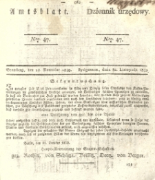 Amtsblatt der K&ouml;niglichen Preussischen Regierung zu Bromberg. 1839.11.22 No.47
