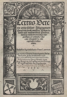 [Logica vetus] Textus veteris artis scilicet Isagogarum Porphirii predicamentorum Aristotelis simul cum duobus libris Perihermenias eiusdem emendate impressum ad exemplar Jacobi Stapulensis rite capitulis distinctum, Faber Iacobus Stapulensis