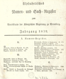 Amtsblatt der K&ouml;niglichen Preussischen Regierung zu Bromberg. 1839.01.04 No.1