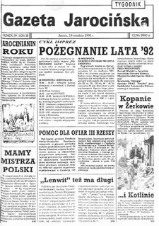 Gazeta Jarocińska 1992.09.18 Nr39(103)