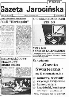 Gazeta Jarocińska 1992.12.18 Nr52(116)