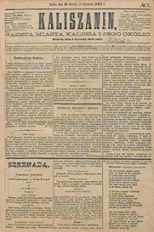 Kaliszanin: gazeta miasta Kalisza i jego okolic 1878.01.01 Nr1
