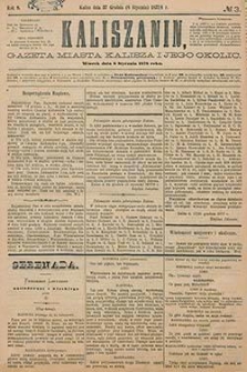Kaliszanin: gazeta miasta Kalisza i jego okolic 1878.01.08 Nr3