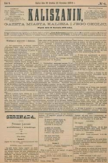 Kaliszanin: gazeta miasta Kalisza i jego okolic 1878.01.11 Nr4