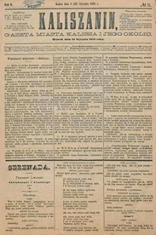 Kaliszanin: gazeta miasta Kalisza i jego okolic 1878.01.15 Nr5