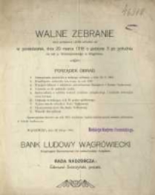Bank Ludowy Wągr&oacute;wiecki eingetragene Genossenschaft mit unbeschr&auml;nkter Haftpflicht