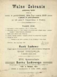 Sprawozdanie Banku Ludowego Eingetragene Genossenschaft mit Unbeschr&auml;nkter Haftpflicht w Poniecu z Czynności w Roku 1909