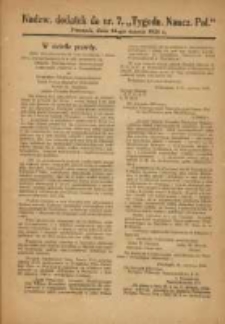 Tygodnik Nauczycielstwa Polskiego organ Związku Dzielnicowego Stowarzyszeń Nauczycieli Polak&oacute;w. R.3 1921 nr7 dodatek