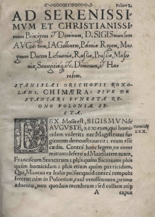 Chimaera: sive De Stankari funesta regno Poloniae secta