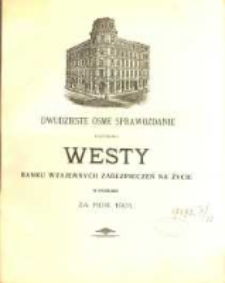 Dwudzieste ósme Sprawozdanie z Czynności Westy Banku Wzajemnych Zabezpieczeń na Życie w Poznaniu za rok 1901