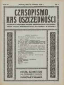 Czasopismo Kas Oszczędności: miesięcznik poświęcony sprawom Komunalnych Kas Oszczędności: organ Związku Komunalnych Kas Oszczędności w Poznaniu 1939.04.15 R.14 Nr4