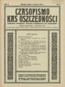 Czasopismo Kas Oszczędności: miesięcznik poświęcony sprawom Komunalnych Kas Oszczędności: organ urzędowy i publikacyjny Komunalnego Związku Kredytowego i Komunalnego Banku Kredytowego w Poznaniu 1931.06.01 R.6 Nr6