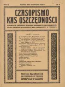 Czasopismo Kas Oszczędności: miesięcznik poświęcony sprawom Komunalnych Kas Oszczędności 1938.08.15 R.13 Nr8