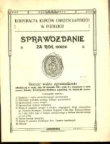 Korporacya Kupc&oacute;w Chrześcijańskich w Poznaniu sprawozdanie za rok 1909/10
