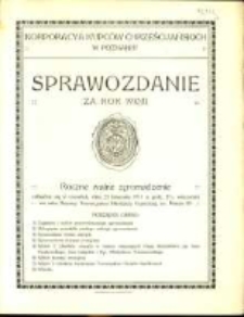 Korporacya Kupców Chrześcijańskich w Poznaniu sprawozdanie za rok 1910/11