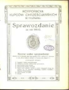 Korporacya Kupc&oacute;w Chrześcijańskich w Poznaniu sprawozdanie za rok 1914=15