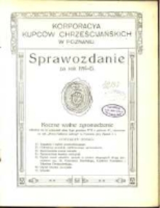 Korporacya Kupców Chrześcijańskich w Poznaniu sprawozdanie za rok 1914=15