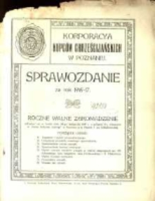 Korporacya Kupc&oacute;w Chrześcijańskich w Poznaniu sprawozdanie za rok 1916-17