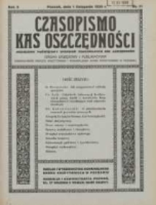 Czasopismo Kas Oszczędności: miesięcznik poświęcony sprawom Komunalnych Kas Oszczędności: organ urzędowy i publikacyjny Komunalnego Związku Kredytowego i Komunalnego Banku Kredytowego w Poznaniu 1930.11.01 R.5 Nr11