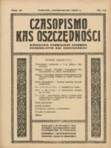 Czasopismo Kas Oszczędności: miesięcznik poświęcony sprawom Komunalnych Kas Oszczędności 1937 październik R.12 Nr10