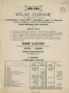 Walne zebranie niżej podpisanej Sp&oacute;łki odbędzie się w poniedziałek, 5 marca 1917 r. ...