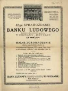 42-gie Sprawozdanie Banku Ludowego Sp&oacute;łdzielni z Odpowiedzialnością Ograniczoną w Poznaniu - Jeżycach za Rok 1936