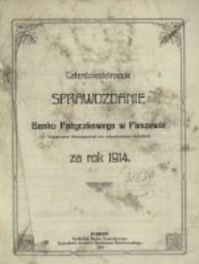 Czterdziestetrzecie Sprawozdanie Banku Pożyczkowego w Pleszewie Eingetragene Genossenschaft mit Unbeschränkter Haftpflicht za rok 1914
