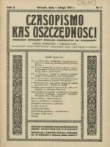 Czasopismo Kas Oszczędności: miesięcznik poświęcony sprawom Komunalnych Kas Oszczędności: organ urzędowy i publikacyjny Komunalnego Związku Kredytowego i Komunalnego Banku Kredytowego w Poznaniu 1931.02.01 R.6 Nr2