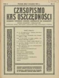 Czasopismo Kas Oszczędności: miesięcznik poświęcony sprawom Komunalnych Kas Oszczędności: organ urzędowy i publikacyjny Komunalnego Związku Kredytowego i Komunalnego Banku Kredytowego w Poznaniu 1931.09.01 R.6 Nr9