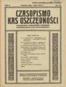 Czasopismo Kas Oszczędności: miesięcznik poświęcony sprawom Komunalnych Kas Oszczędności 1933.07.01 R.8 Nr7/8