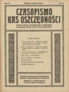 Czasopismo Kas Oszczędności: miesięcznik poświęcony sprawom Komunalnych Kas Oszczędności 1935 listopad R.10 Nr11