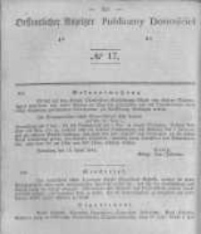 Oeffentlicher Anzeiger zum Amtsblatt No.17 der K&ouml;nigl. Preuss. Regierung zu Bromberg. 1843
