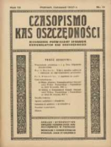 Czasopismo Kas Oszczędności: miesięcznik poświęcony sprawom Komunalnych Kas Oszczędności 1937 listopad R.12 Nr11