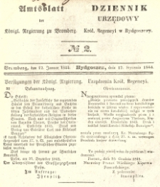 Amtsblatt der K&ouml;niglichen Preussischen Regierung zu Bromberg. 1844.01.12 No.2